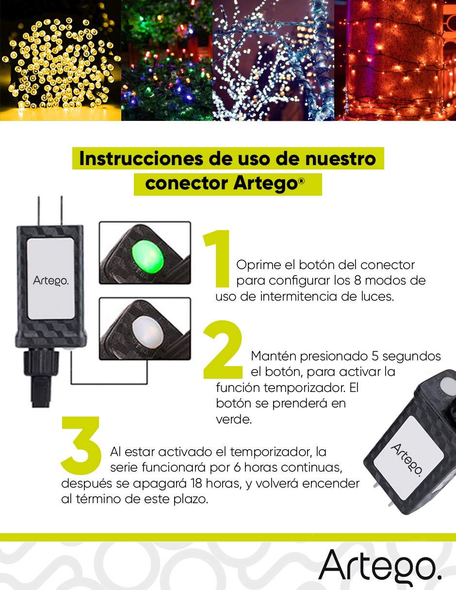 Serie luces led navidad tipo aro christmas string light con 400 focos 5