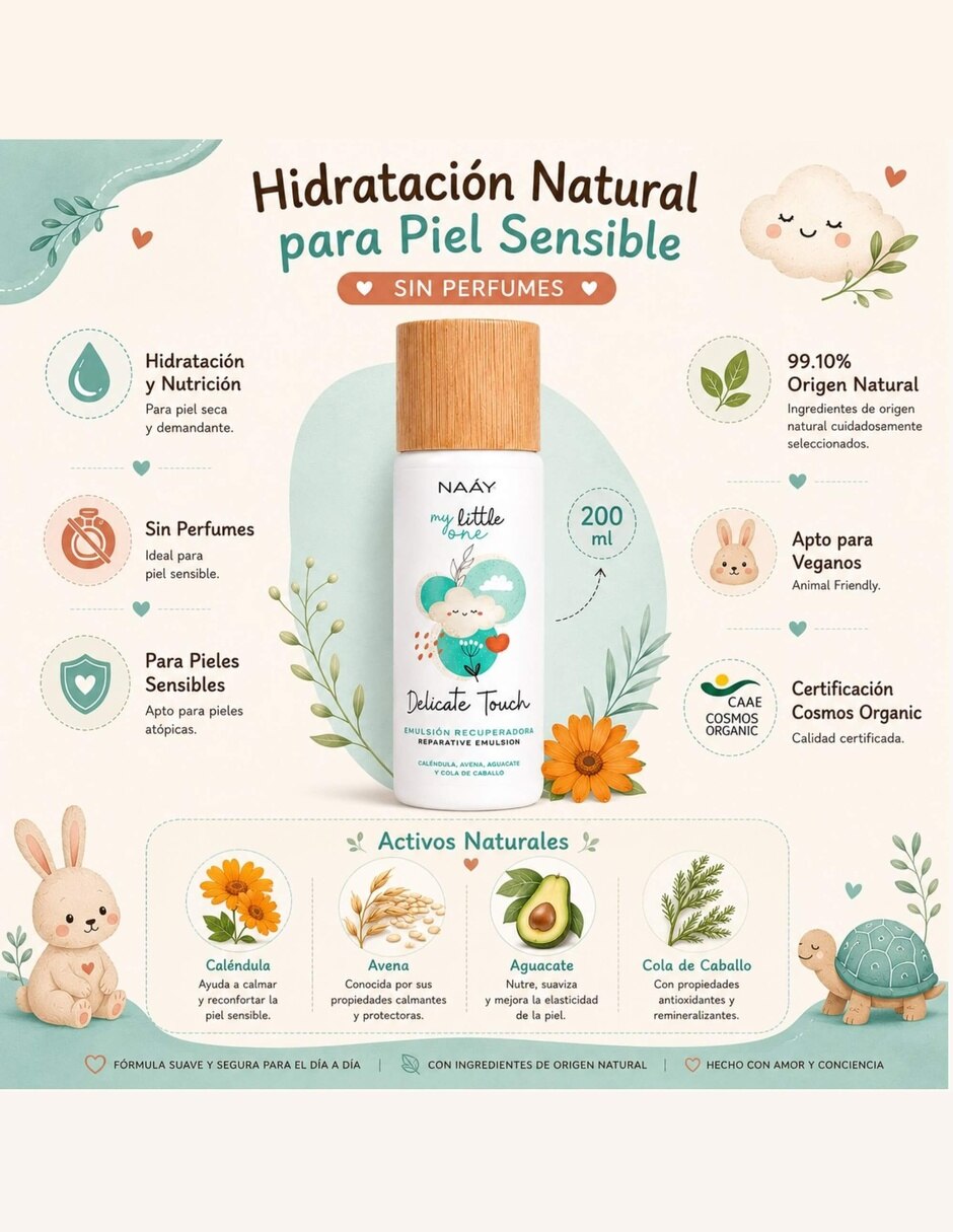 Crema para Cuerpo recomendada para Calmar la piel de Día y noche Delicate Touch para piel Sensible